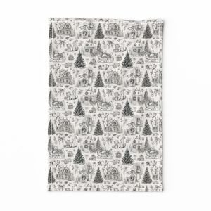 Christmas Cats Toile Black and White Home Styling Collection Home Styling Collection christmas toile tea towel design