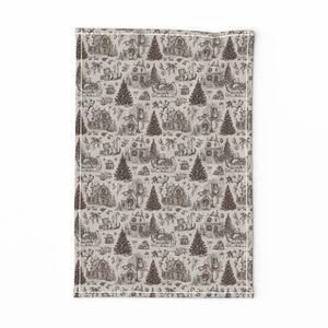 Christmas Cats Toile Chocolate Brown Home Styling Collection Decor Collection chocolate brown tea towel design