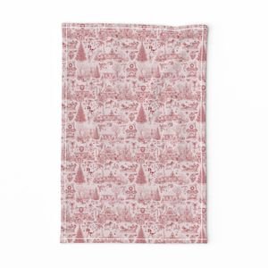 Christmas Dogs Toile Christmas Red Home Decor Collection Decor Collection christmas toile tea towel design