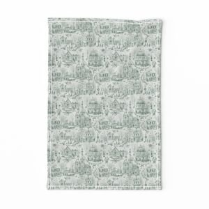 Victorian Christmas Village Toile Forest Green Home Styling Collection Home Decor Collection christmas toile tea towel design
