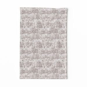 Victorian Christmas Village Toile Chocolate Brown Home Decor Collection Home Decor Collection brown toile tea towel design