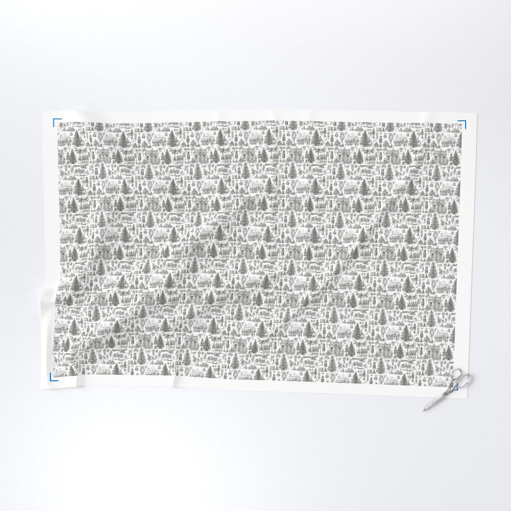 Christmas Nutcracker Toile Black and White Fabric christmas nutcracker fabric