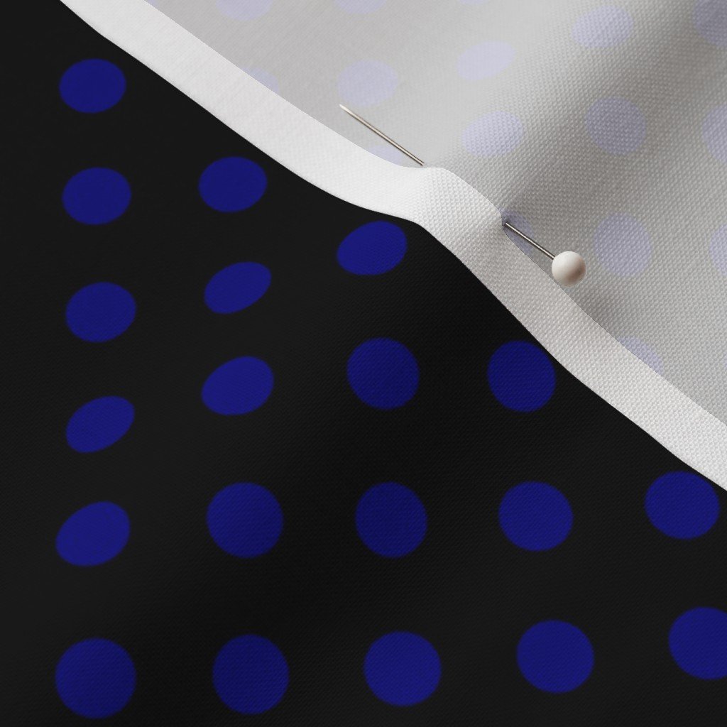 Navy Spots on Black 1 Inch Spacing Fabric black dots fabric