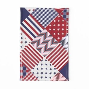 USA Americana Patchwork Red White & Blue Quilt Patterns Decor Collection Interior Collection veterans day tea towel design