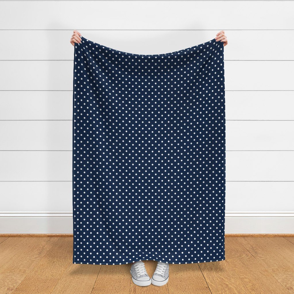 White Polkadots on Sailor Blue Design Collection Home Decor Collection blue white dots fabric