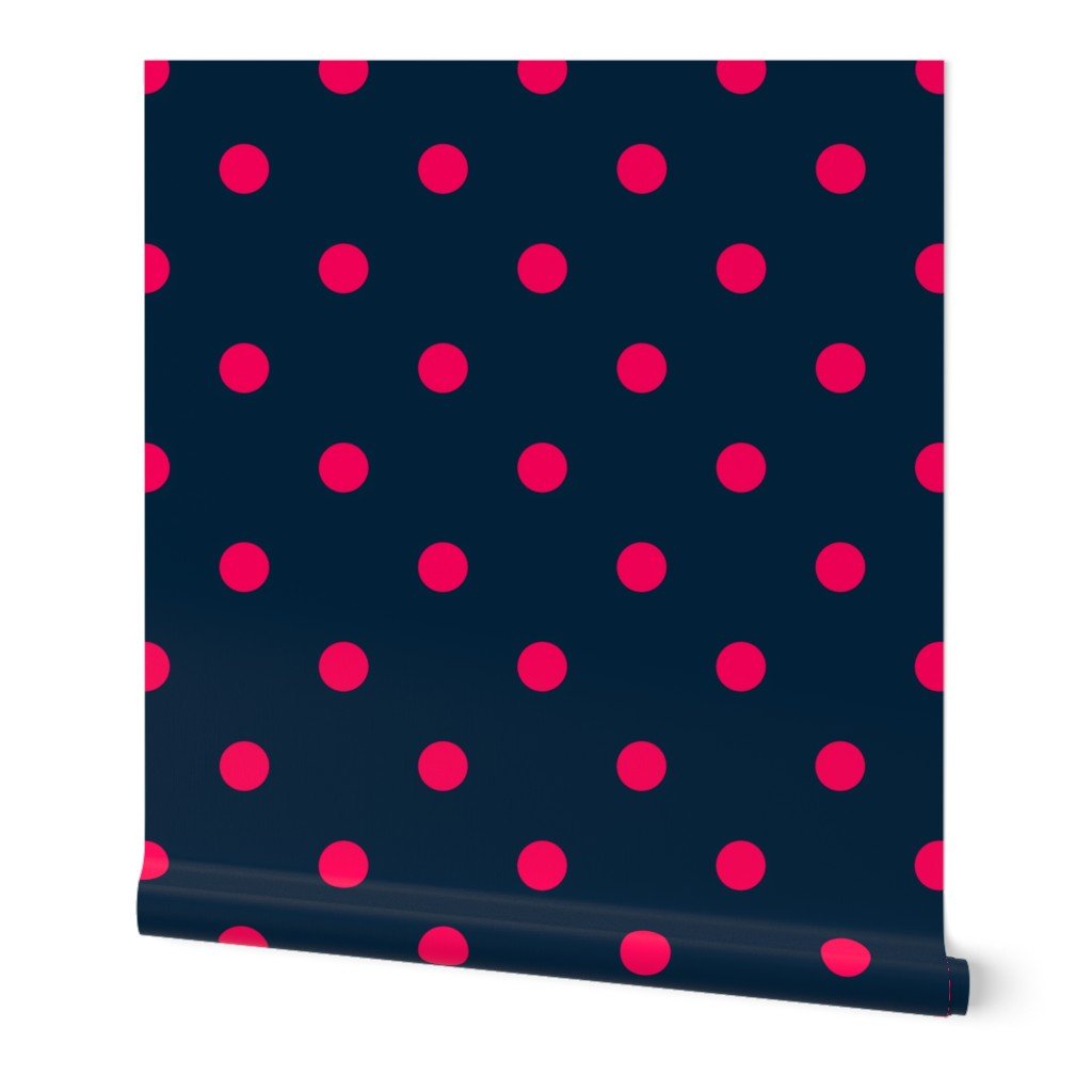 Navy and Neon Hot Pink Jumbo Dots Wallpaper jumbo polka dots wallpaper