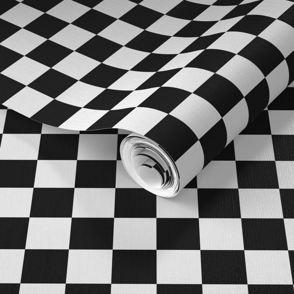 Black and White Checkerboard 1 inch-Check Wallpaper gingham check wallpaper