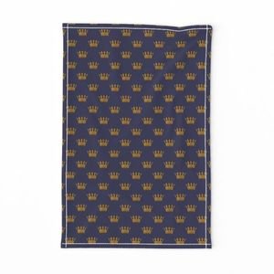 Mini Gold Crowns on Royal Blue Design Collection Interior Collection faux gold tea towel design