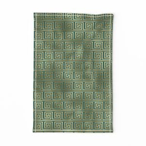 Teal and Faux Gold Foil Vintage Art Deco Greek Key Pattern Interior Collection Interior Collection teal and gold tea towel design