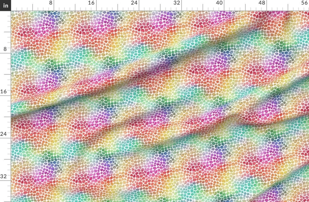 Rainbow Bright Pastel Mosaic Watercolor Spots Fabric design