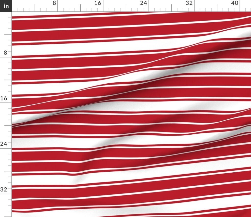 Cherry Orchard Red and White Horizontal French Stripe Fabric design