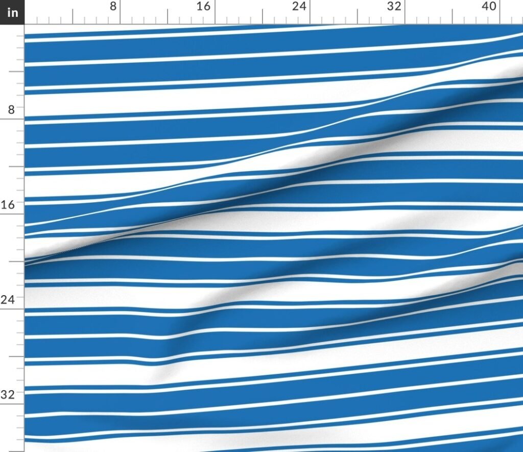 Biscayne Bay Blue and White Horizontal French Stripe Fabric design