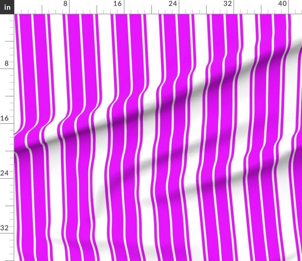 Orlando Orchid and White Vertical French Stripe Fabric design