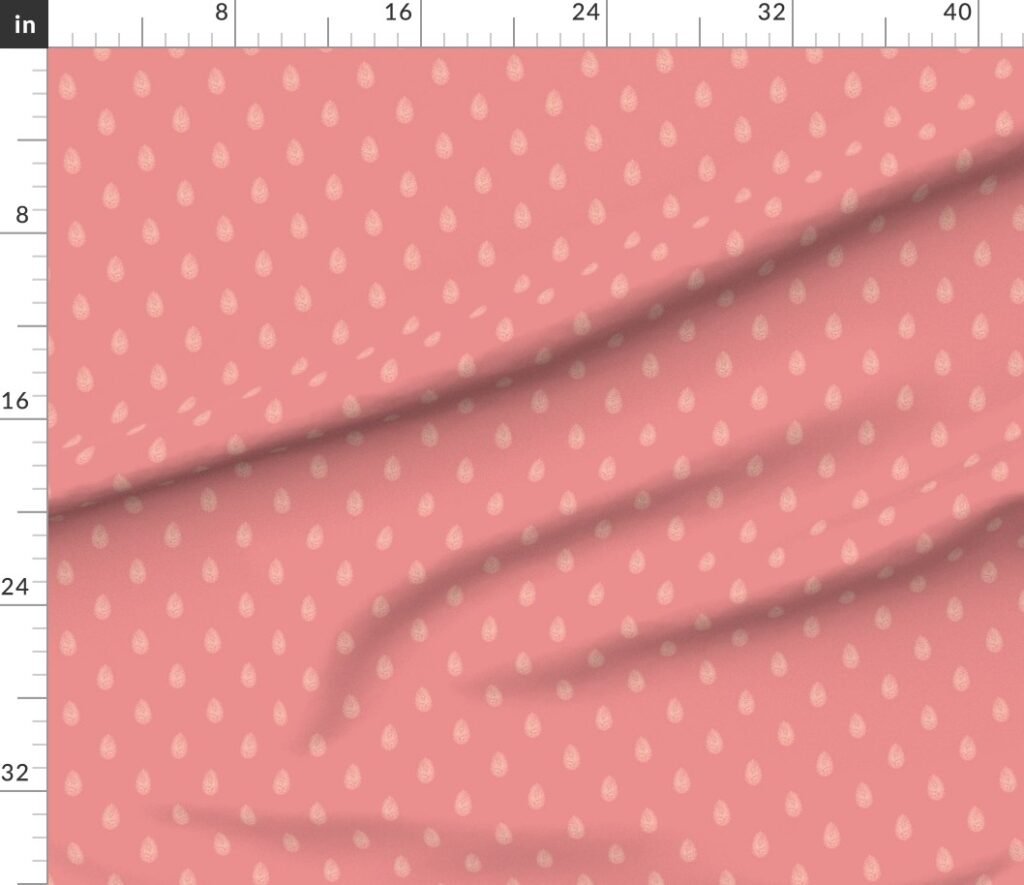 Christmas Pine Cone in Rose Gold Faux Foil on Pink Fabric design