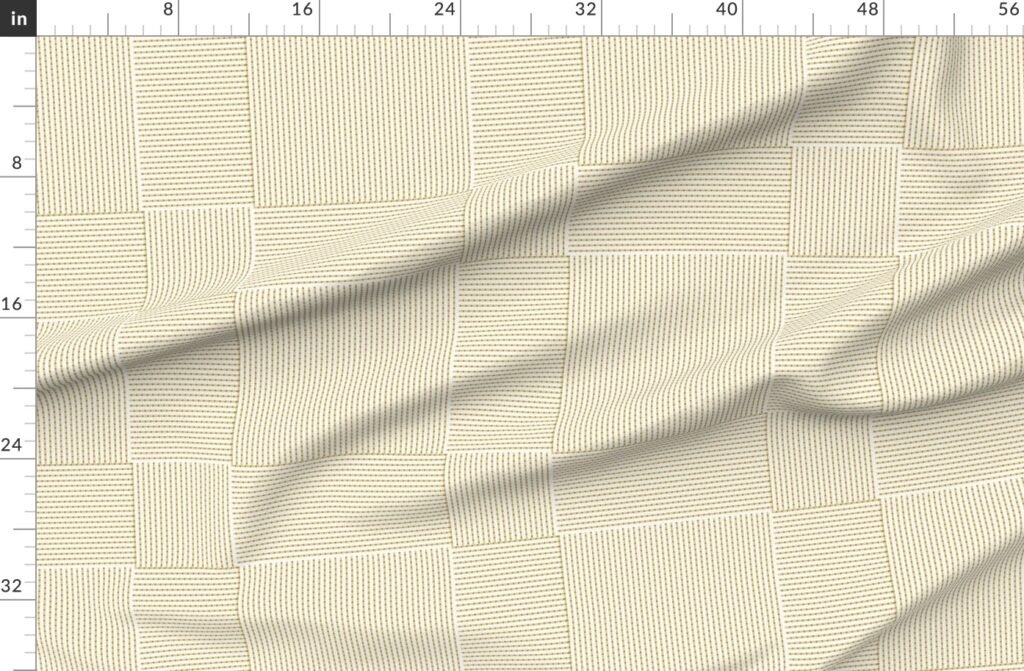 Patchwork Quilt Squares in Shades of Straw Beige Seersucker-look Fabric design