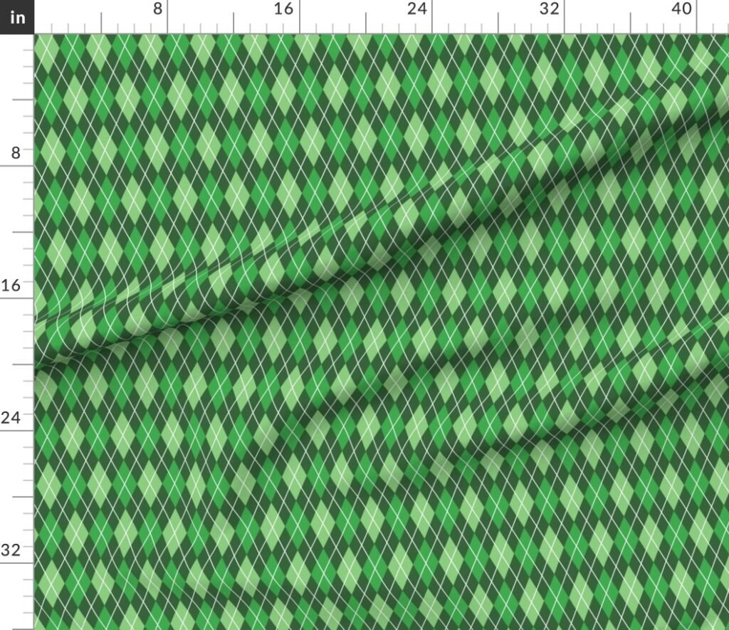 Bright Green St Patricks Day Holiday Argyle Diamond Check Fabric design
