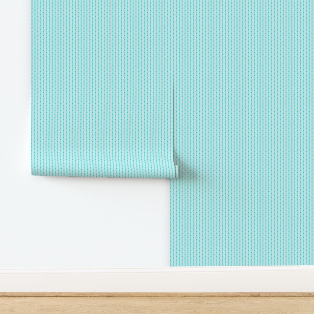 Puckered Seersucker-look Pin Stripes in Shades of Aqua Blue Wallpaper design
