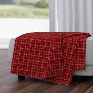 Dark Christmas Candy Apple Red Plaid Check with White Home Styling Collection Interior Collection red white check throw blanket design