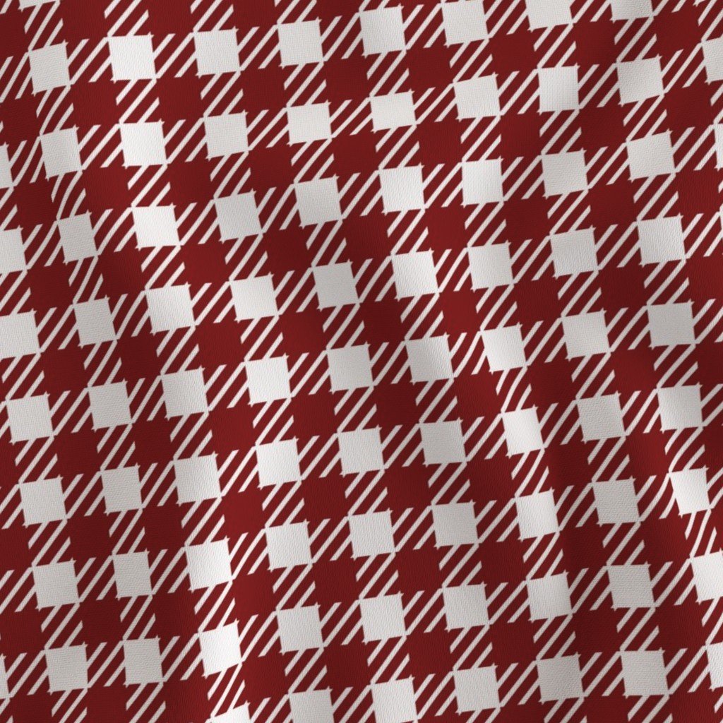 Large Dark Christmas Candy Apple Red Gingham Plaid Check Fabric christmas check fabric