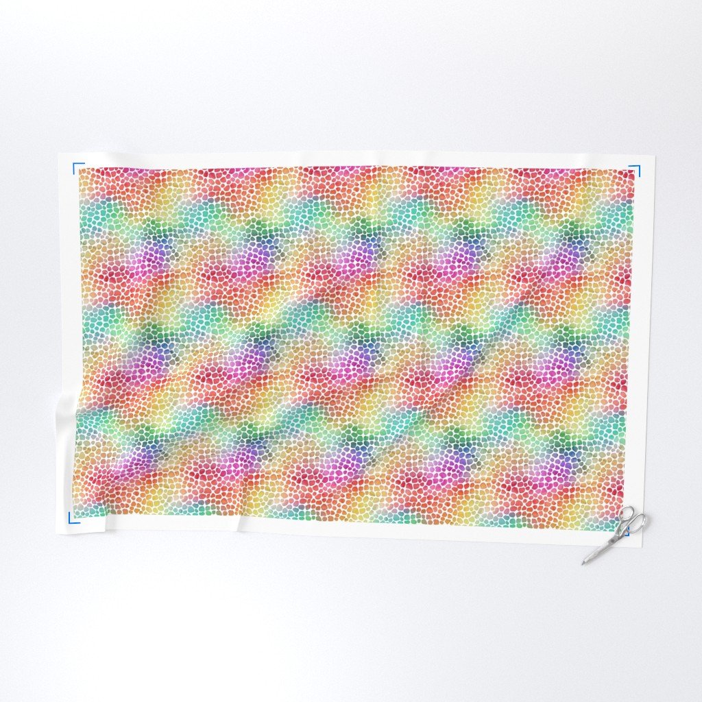 Rainbow Bright Pastel Mosaic Watercolor Spots Fabric pastel mosaic fabric