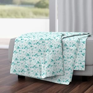 Bright Aqua Blue Pastel Watercolor Cherry Blossom Flowers and Vines Home Styling Collection Interior Collection cherry blossom throw blanket design