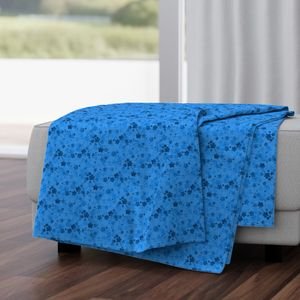 Classic Blue Pastel Watercolor Cherry Blossom Flowers and Vines Home Styling Collection Interior Collection pastel vines throw blanket design