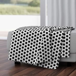 Mini Classic Soccer Football Hexagonal Black and White Seamless Print Design Collection Home Decor Collection black and white throw blanket design