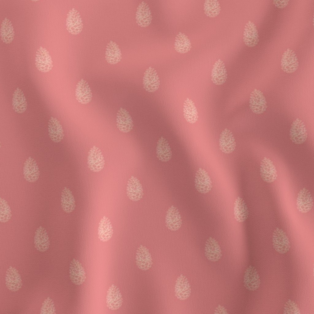 Christmas Pine Cone in Rose Gold Faux Foil on Pink Fabric foil tree fabric