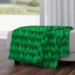 Endless Evergreen Forest with Fir Trees in Shades of Bright Green Home Styling Collection Home Decor Collection bright green throw blanket design