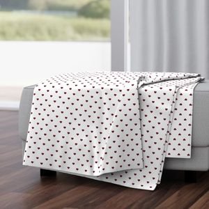 Mini Wine Color Valentines Polkadot Love Hearts on White Background Home Decor Collection Interior Collection love heart throw blanket design