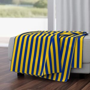 School Colors Vertical One Inch Stripe Blue and Gold Mairemont HS Interior Collection Home Styling Collection blue gold stripes throw blanket design