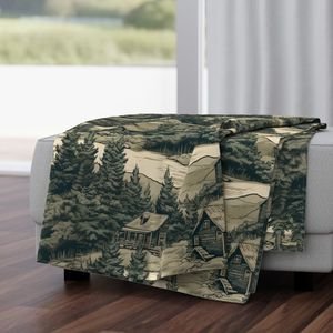 Montana Treescape Evergreens with Cabins Home Styling Collection Interior Collection summer trees throw blanket design