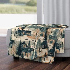 Montana Winter Cabins Montana with Evergreens Home Decor Collection Decor Collection montana forest throw blanket design
