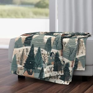 Montana Winter Cabins Montana with Evergreens Home Styling Collection Home Decor Collection montana forest throw blanket design