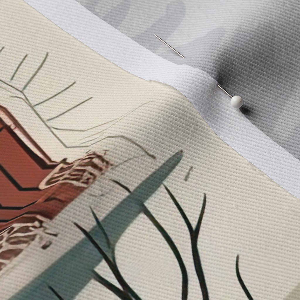 Montana Winter Cabins Montana with Evergreens Fabric montana forest fabric