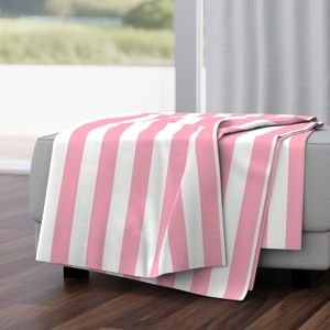 2 inch Wide Vertical Palm Beach Pink and White Cabana Stripes Home Styling Collection Home Decor Collection beach pink throw blanket design