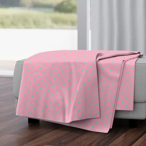 Small Polka Dots in South Beach Aqua Blue on Palm Beach Pink Interior Collection Home Decor Collection aqua dots throw blanket design