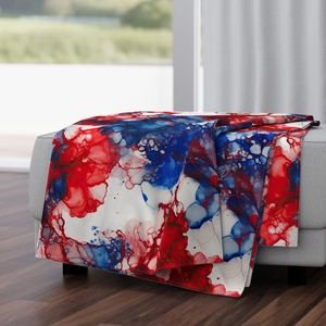 Red White and Blue Alcohol Ink American Patriotic Flag Colors Alcohol Ink Design Collection Home Styling Collection ink swirls throw blanket design