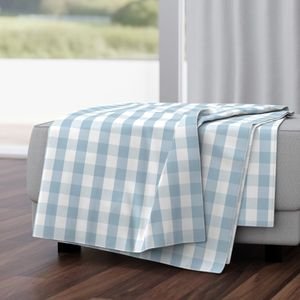 Sky Blue and White French Provincial Winter Gingham Check Home Styling Collection Interior Collection sky blue plaid throw blanket design
