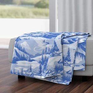 Small Montana Winter Cabins Montana with Evergreens in Mid China Blue Interior Collection Decor Collection montana evergreens throw blanket design