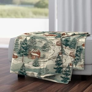 Small Montana Winter Cabins Montana with Evergreens Design Collection Home Decor Collection montana forest throw blanket design