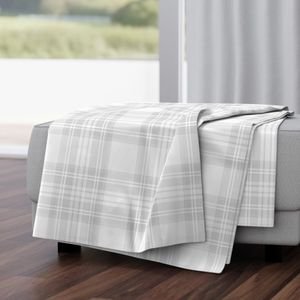Cloud Grey Pale Airy Large Traditional Tartan Plaid Pattern Home Styling Collection Design Collection large scale throw blanket design
