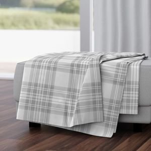 Ash Grey Cool Large Traditional Tartan Plaid Pattern Home Styling Collection Design Collection large scale throw blanket design