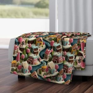 Whimsical Crocheted Christmas Candy Land Village Home Styling Collection Home Decor Collection candyland throw blanket design
