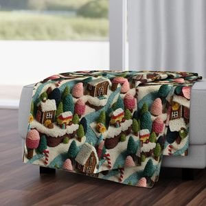 Gingerbread Crocheted Christmas Candy Land Village Home Decor Collection Interior Collection candyland throw blanket design