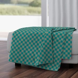 Classic Teal and Sage Green 1 Inch Check Home Decor Collection Design Collection cozy home throw blanket design