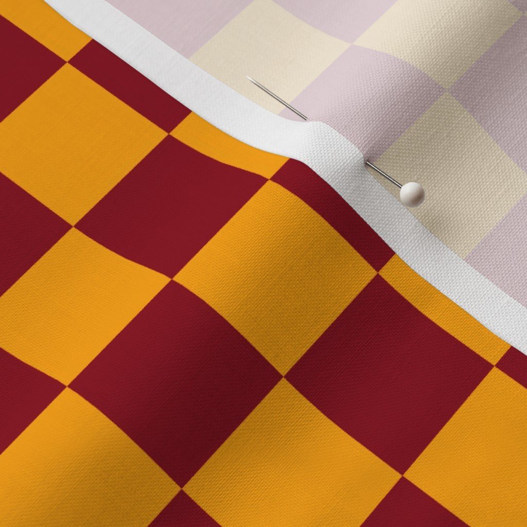 Classic Orange and Burgundy 1-inch Check Fabric 1 inch check fabric
