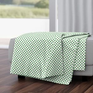 Green Spots on White 1 Inch Spacing Design Collection Home Decor Collection green polka dots throw blanket design