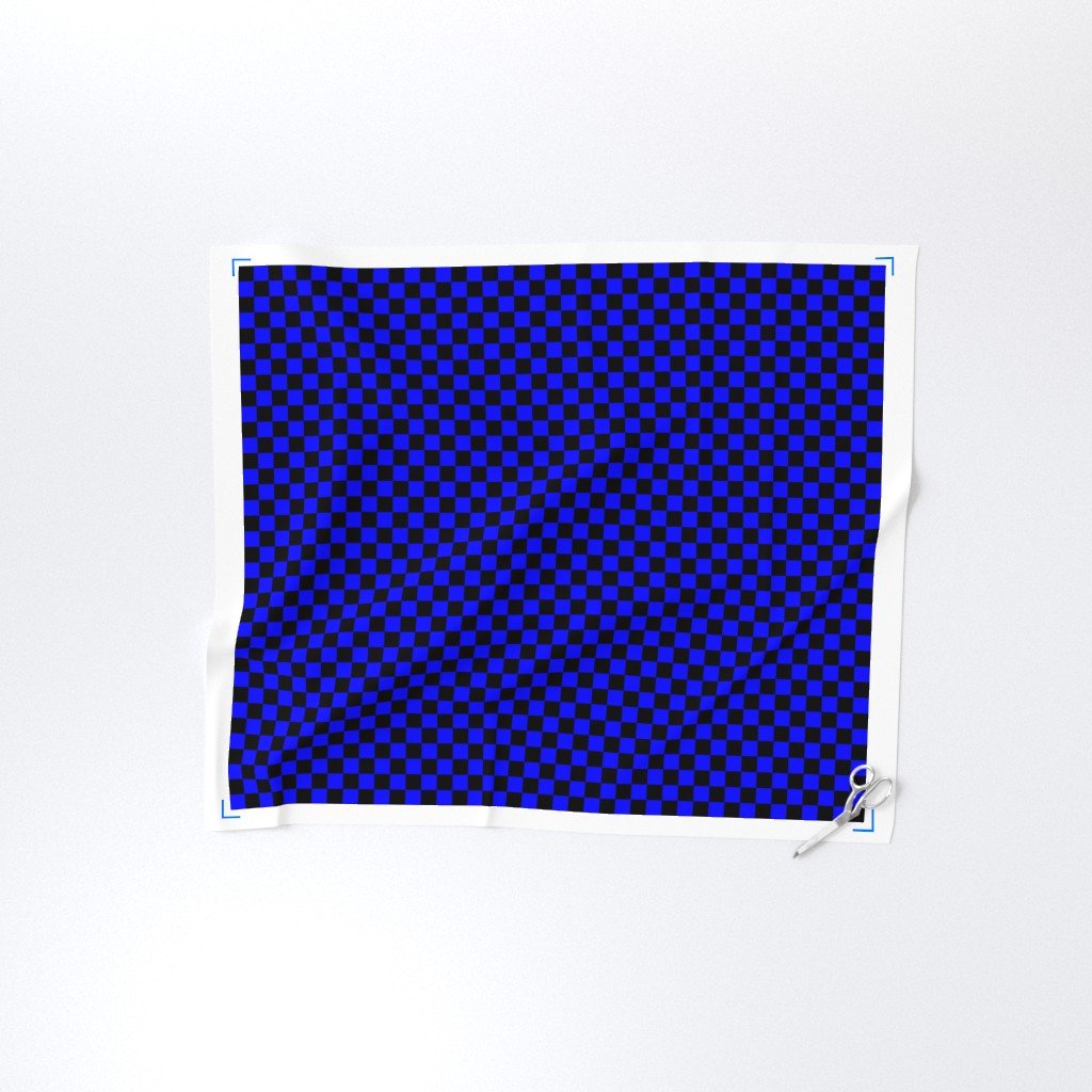 Black and Blue 1 Inch Check Fabric 1 inch fabric