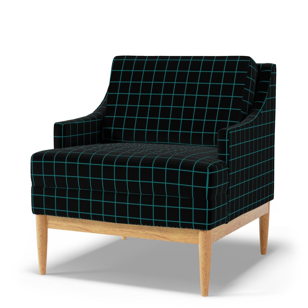Teal and Black 2 Inch Grid Fabric 2 inch fabric